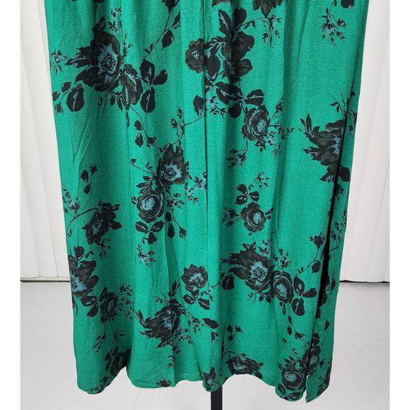 Band of the Free Etta Floral Midi Skirt Front Slit Emerald Black Size Large New - Picture 8 of 10